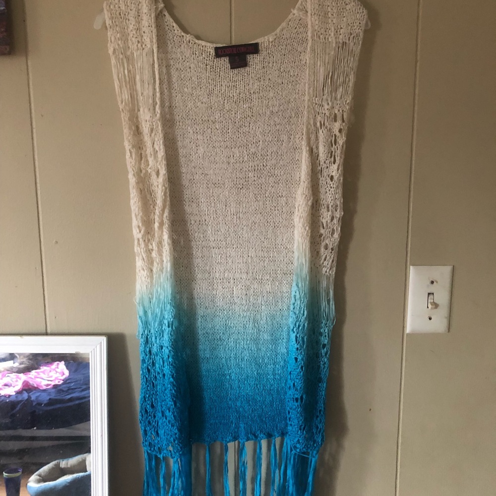 White and blue hippie cardigan
